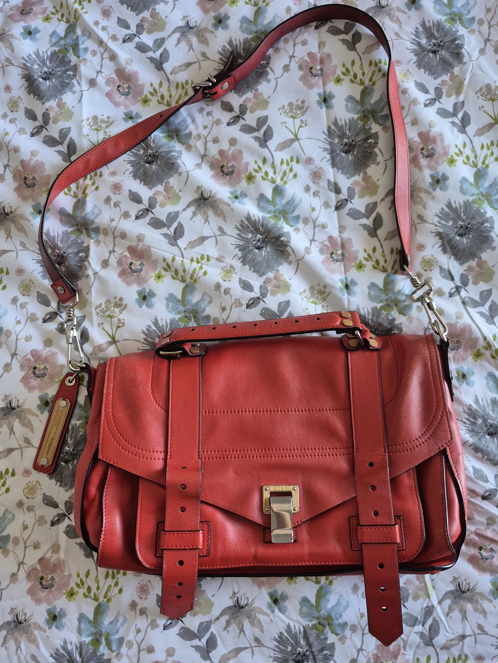 Proenza Schouler Red Leather Satchel with Gold Hardware